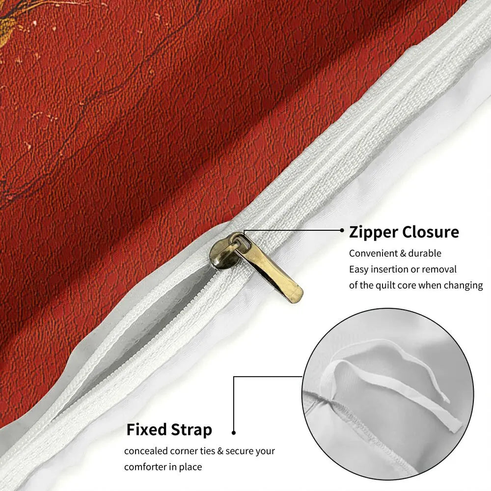 Christmas Vintage Snowman Wreath Red Christmas Gift Duvet Cover Set Kids Bedding Set