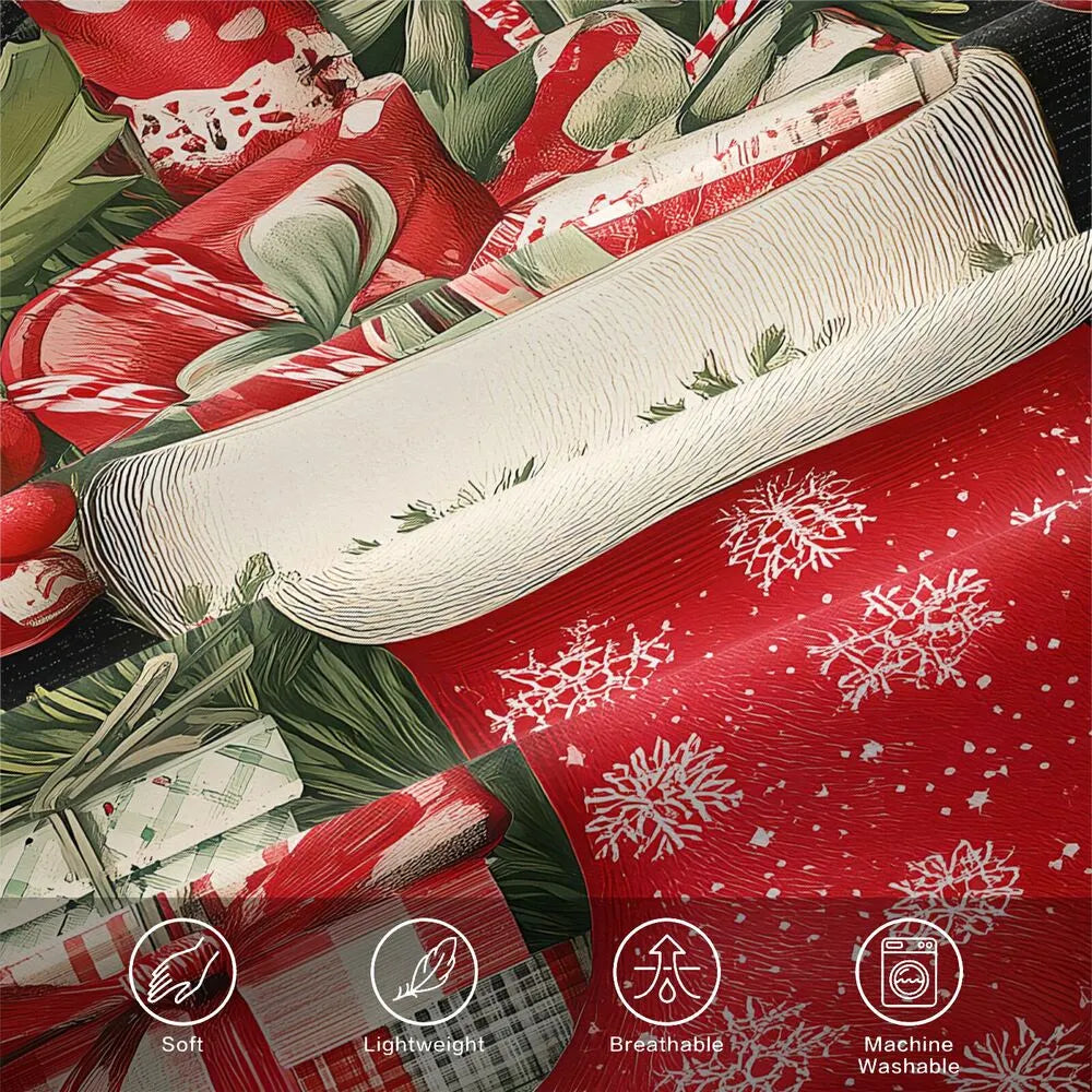 Christmas Vintage Stocking Holly Gifts Black Christmas Gift Duvet Cover Set Kids Bedding Set