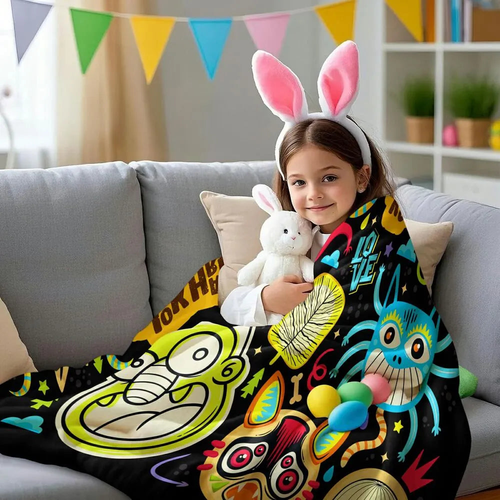 Colorful Cartoon Monsters Be Unique Pattern Multipurpose Throw Blanket