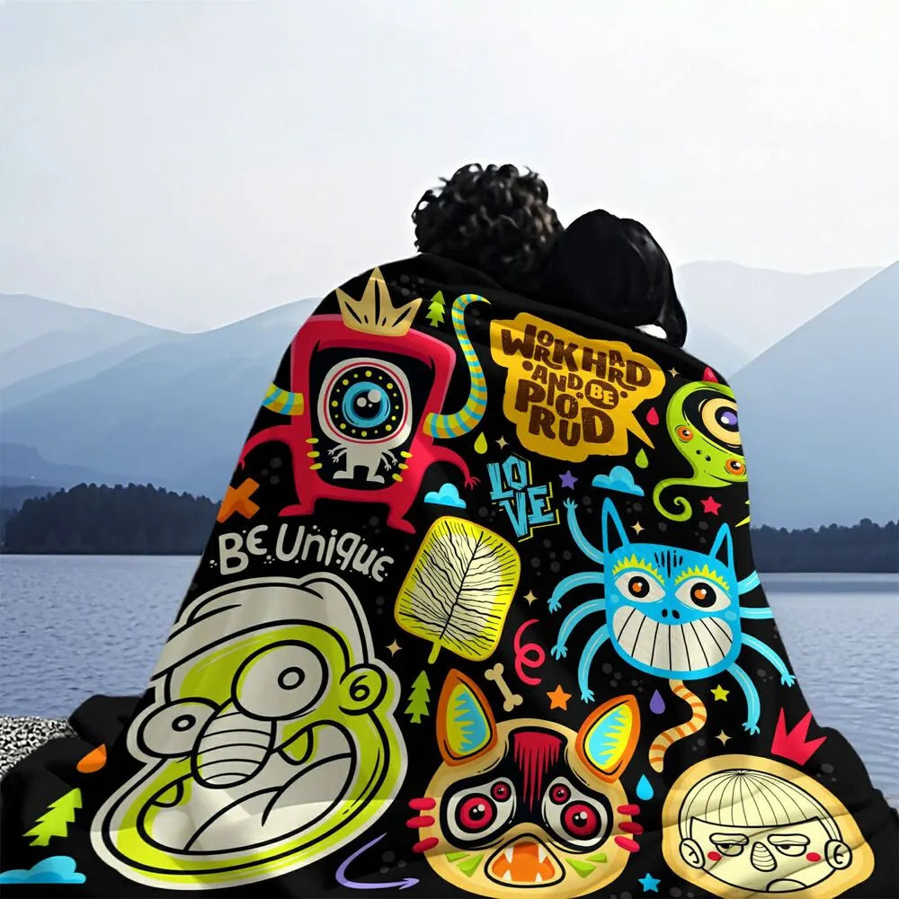 Colorful Cartoon Monsters Be Unique Pattern Multipurpose Throw Blanket