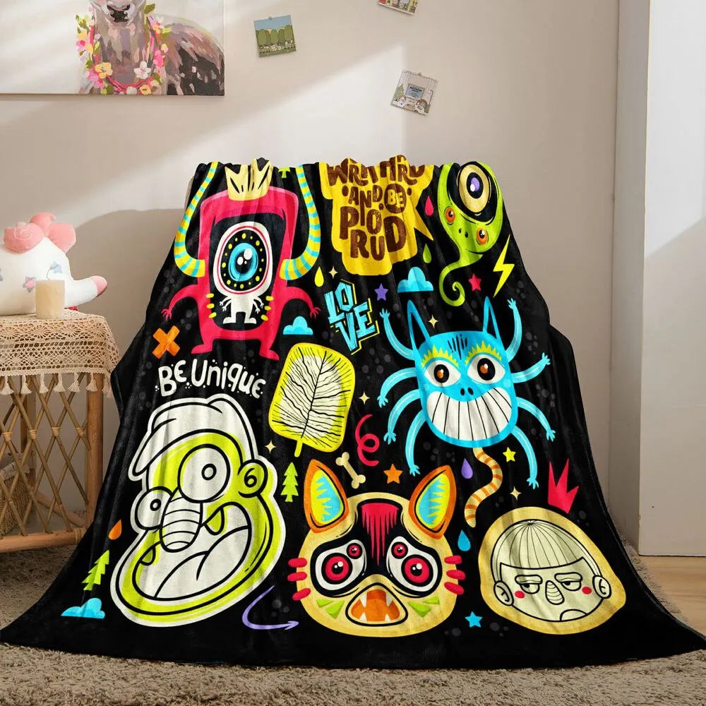 Colorful Cartoon Monsters Be Unique Pattern Multipurpose Throw Blanket