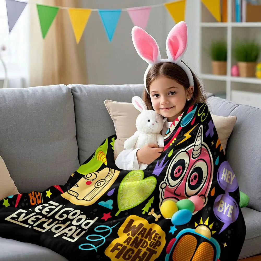 Colorful Cartoon Monsters Feel Good Everyday Pattern Multipurpose Throw Blanket