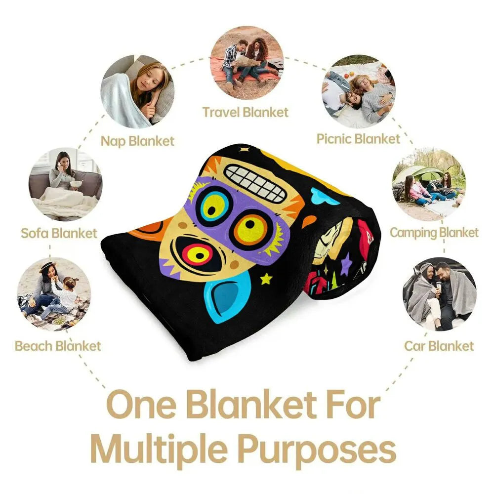 Colorful Cartoon Monsters No Bad Days Pattern Multipurpose Throw Blanket