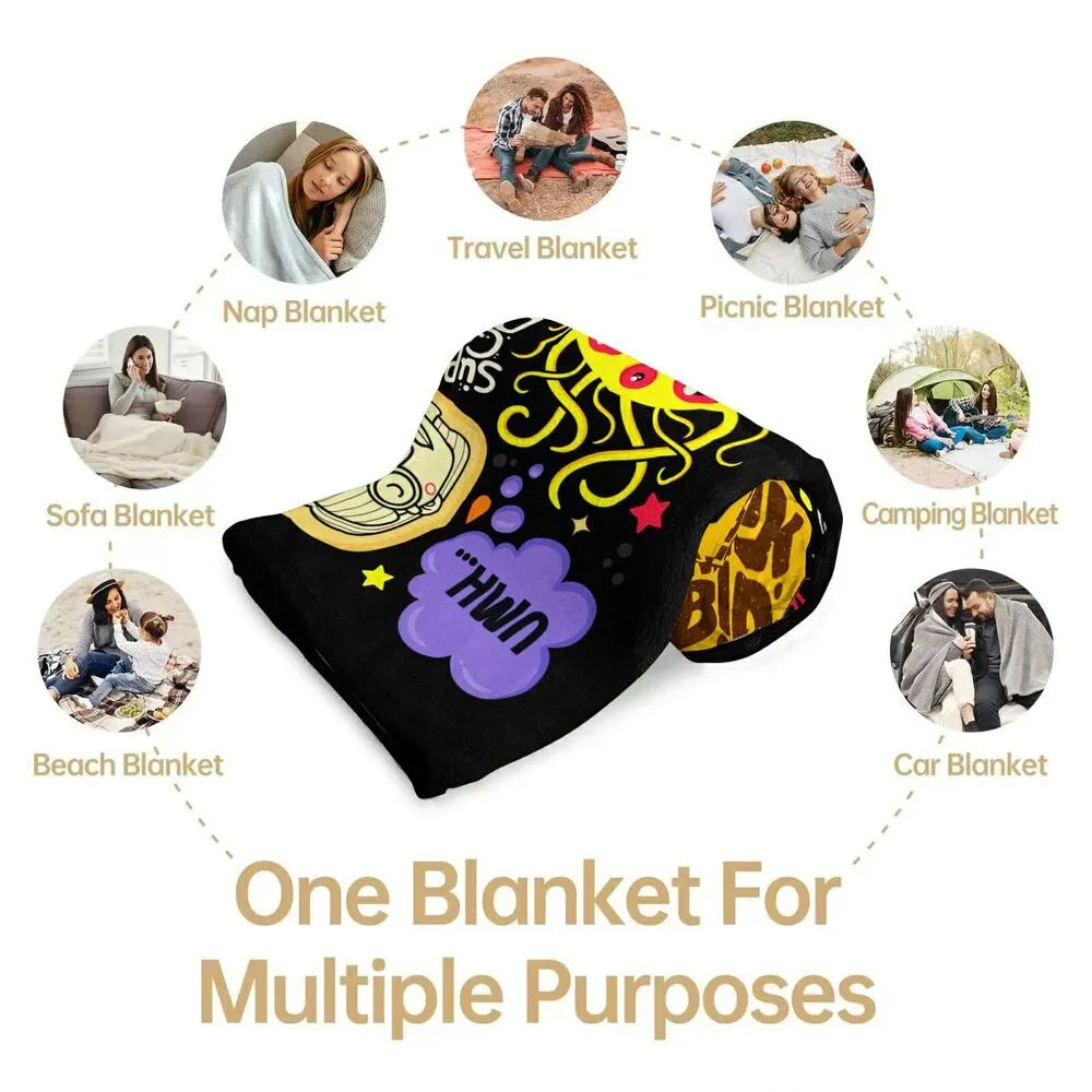 Colorful Cartoon Monsters Think Big Pattern Multipurpose Throw Blanket