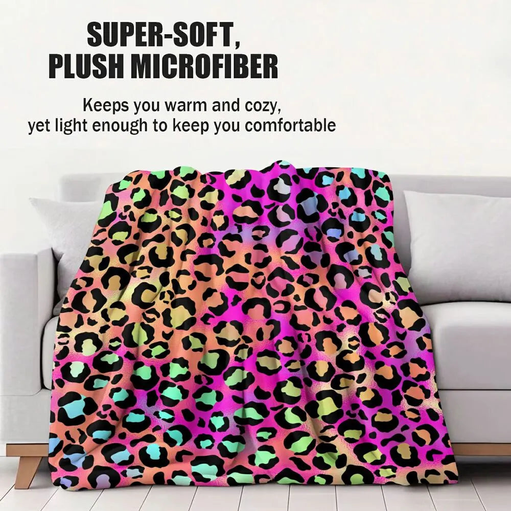 Colorful Leopard Print Multipurpose Throw Blanket
