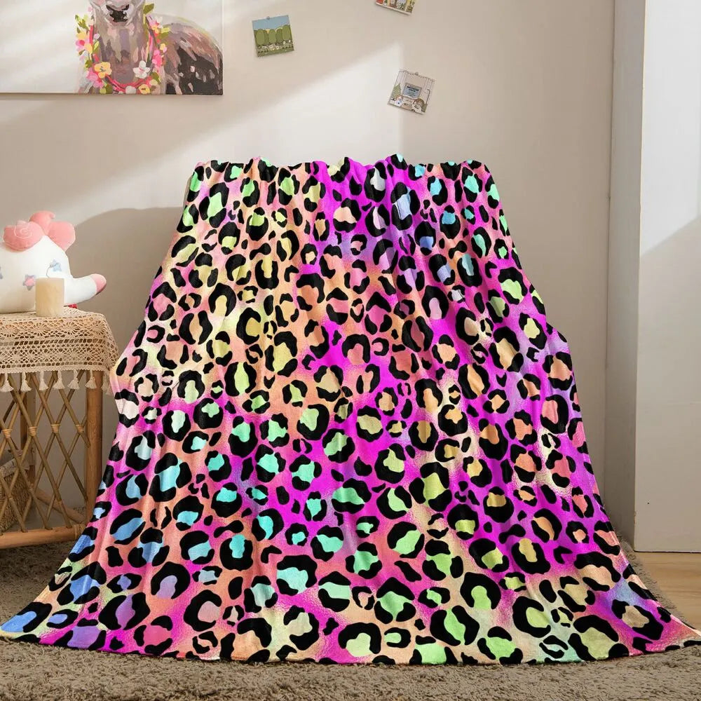 Colorful Leopard Print Multipurpose Throw Blanket