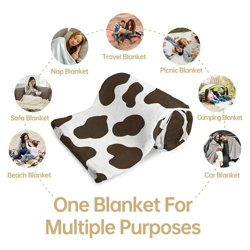 Cow Print Multipurpose Throw Blanket