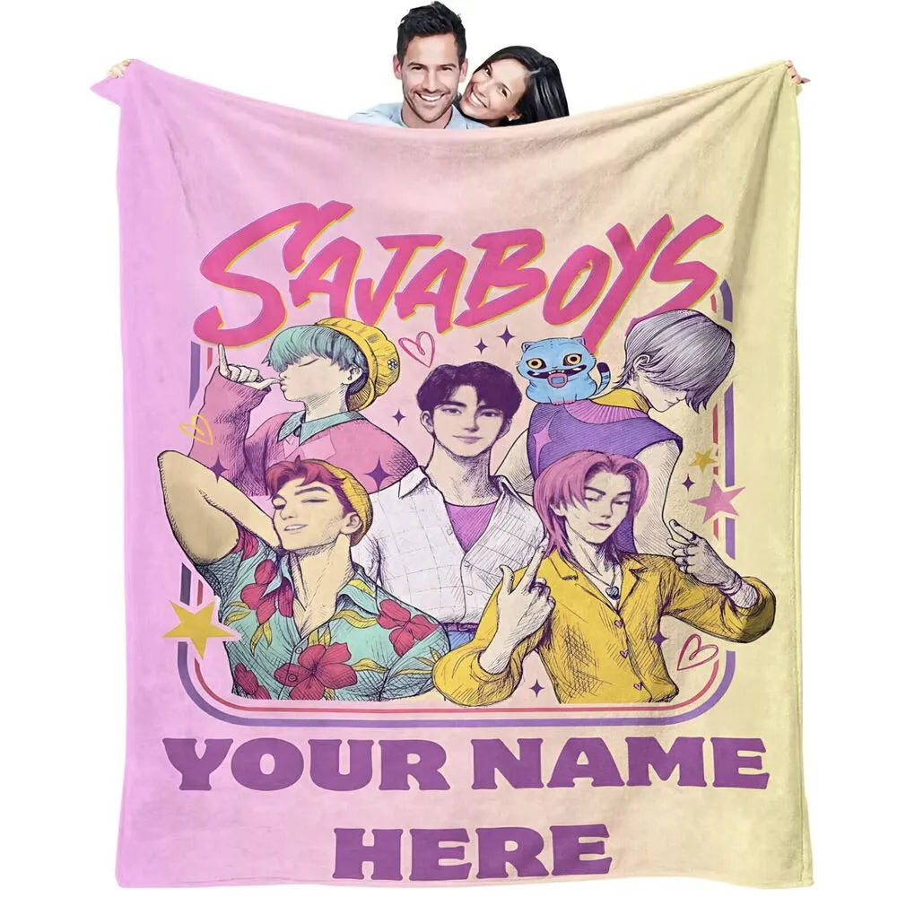 Custom K-POP Demon Hunters Inspired 'SAJABOYS' Multipurpose Throw Blanket