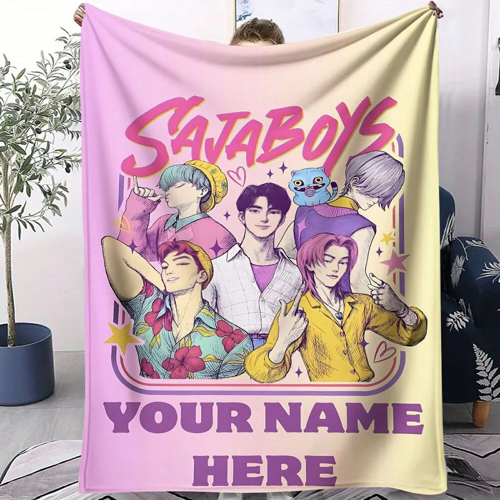 Custom K-POP Demon Hunters Inspired 'SAJABOYS' Multipurpose Throw Blanket