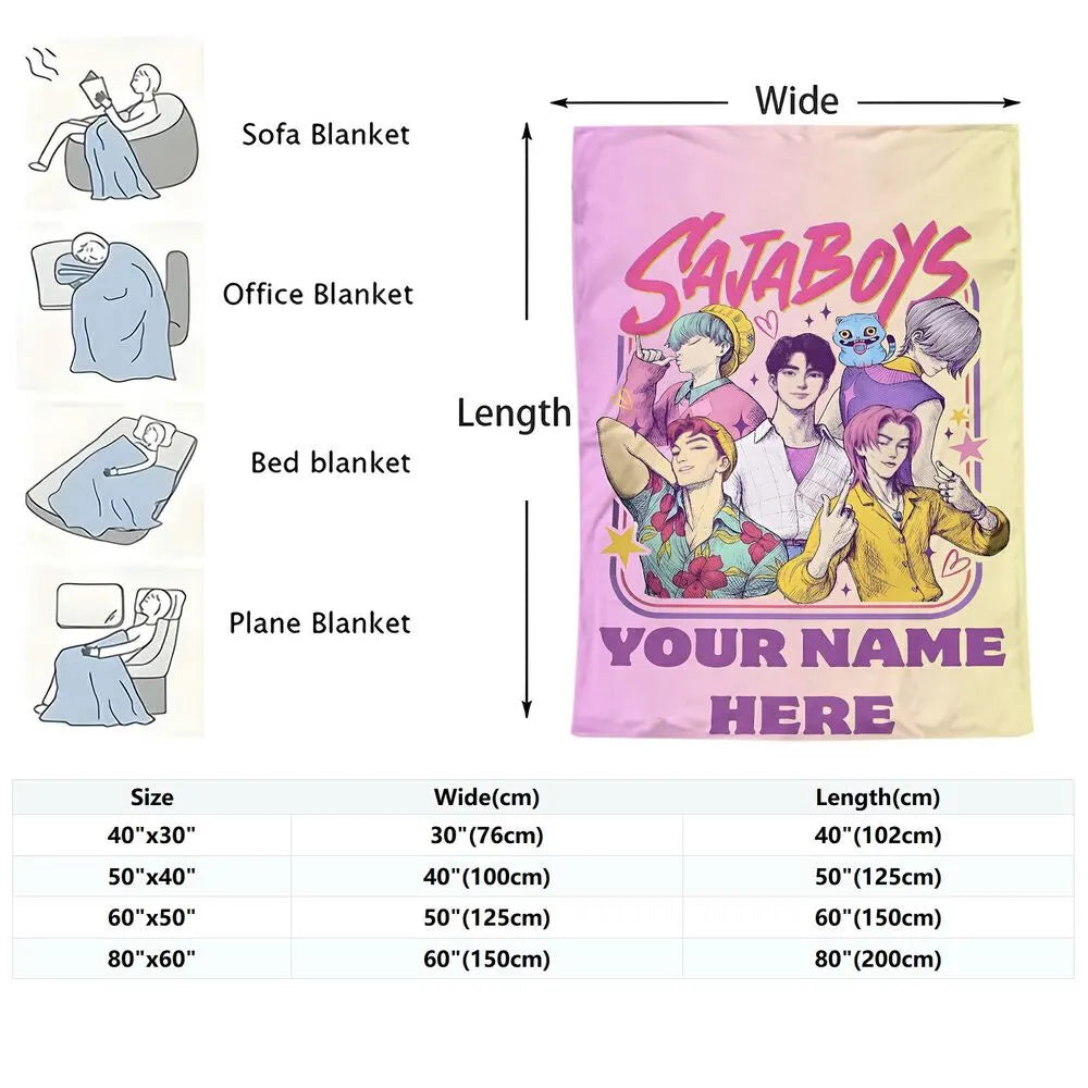 Custom K-POP Demon Hunters Inspired 'SAJABOYS' Multipurpose Throw Blanket