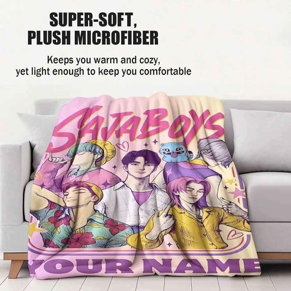 Custom K-POP Demon Hunters Inspired 'SAJABOYS' Multipurpose Throw Blanket