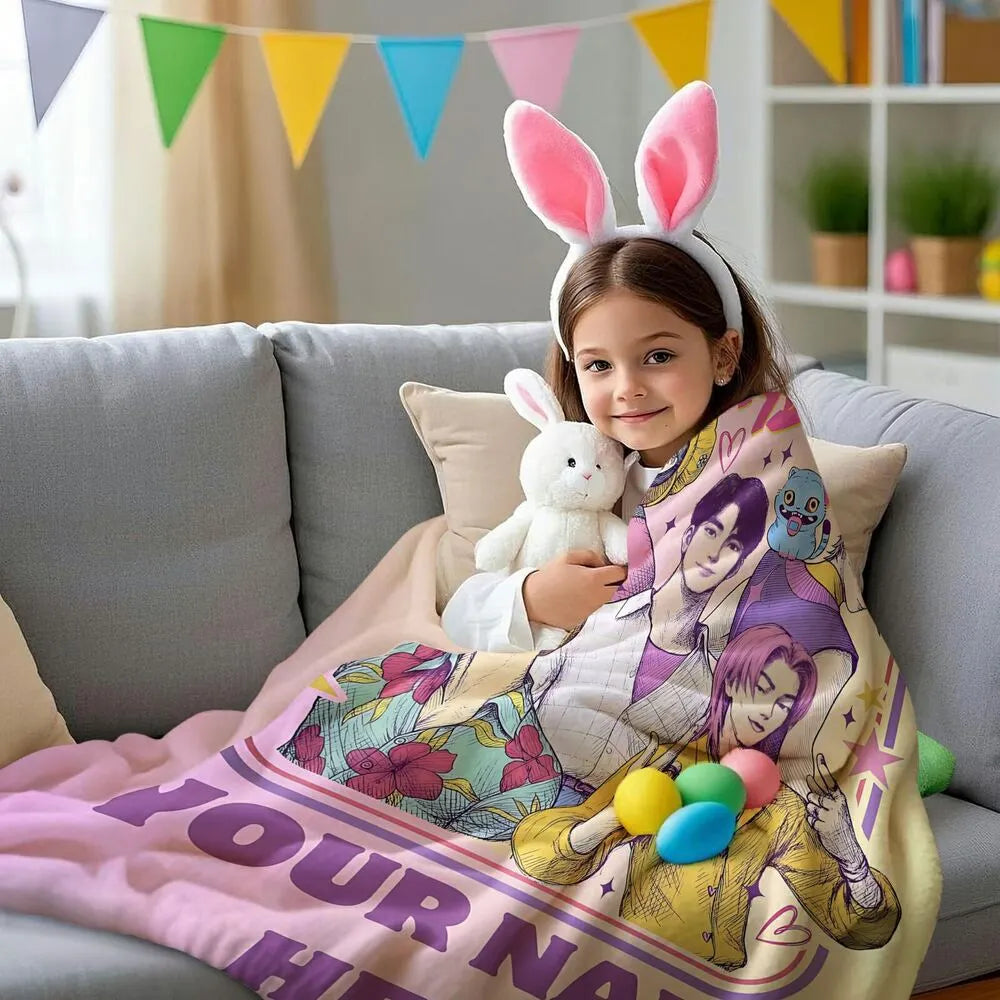 Custom K-POP Demon Hunters Inspired 'SAJABOYS' Multipurpose Throw Blanket