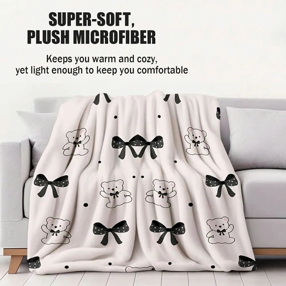 Cute Bear & Bow Multipurpose Throw Blanket