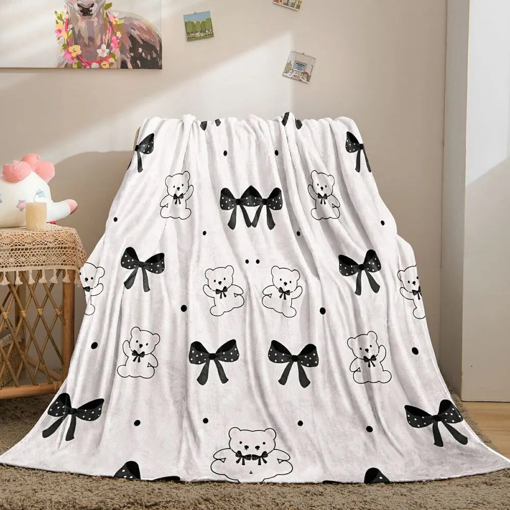Cute Bear & Bow Multipurpose Throw Blanket