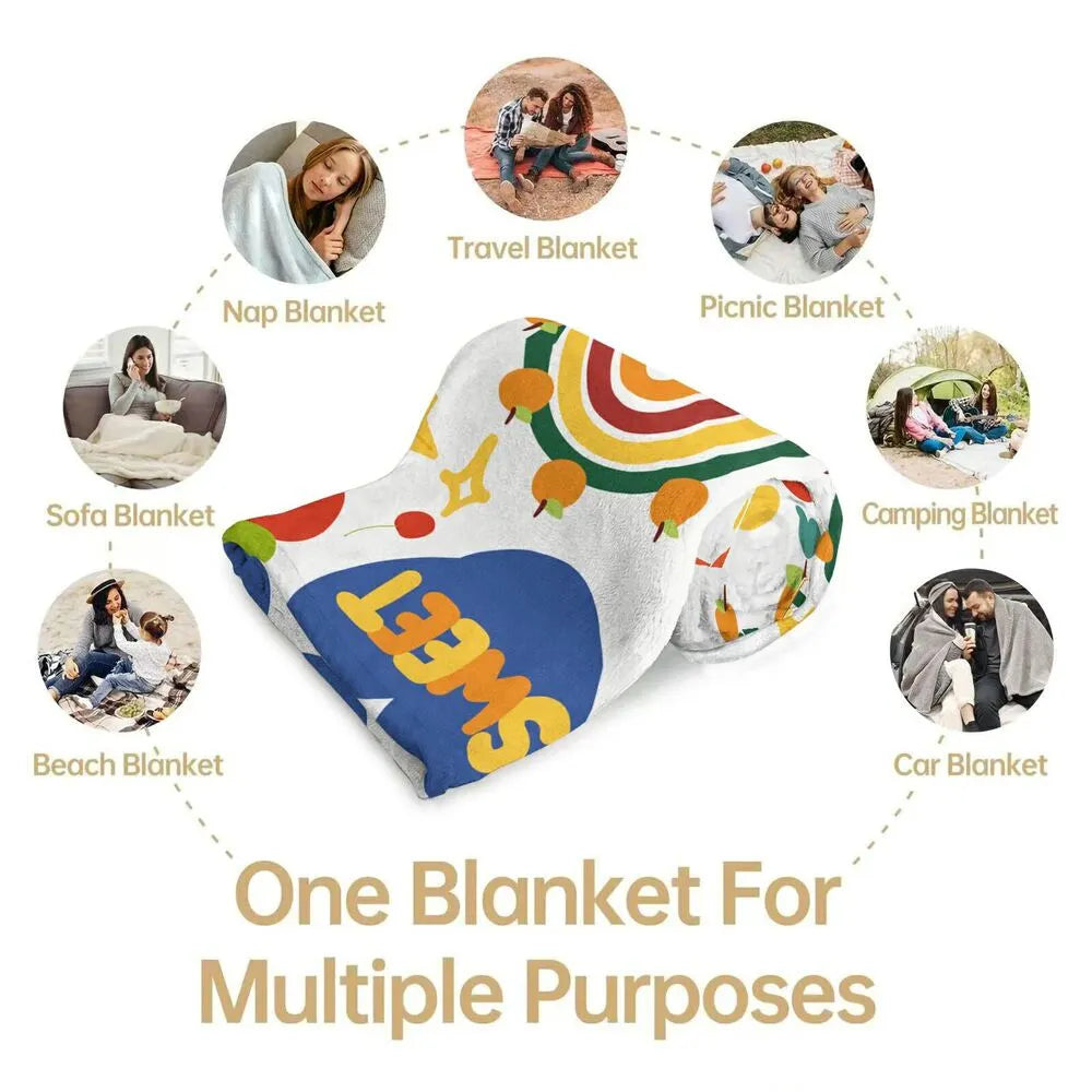 Cute Cartoon Cat Rainbow Sweet Pattern Multipurpose Throw Blanket