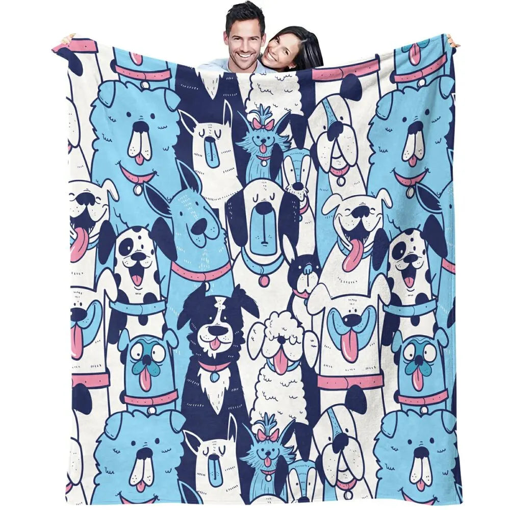 Cute Cartoon Dogs Pattern Multipurpose Throw Blanket
