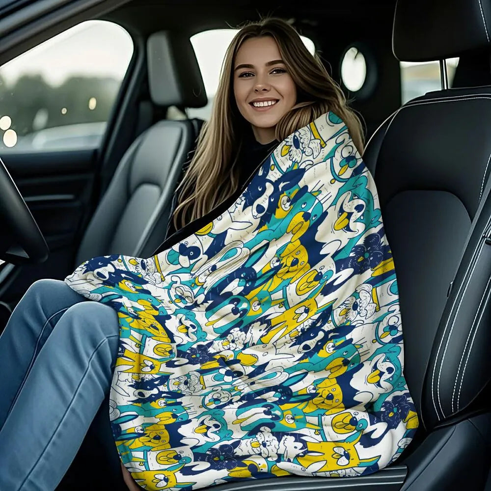 Cute Cartoon Dogs Pattern Multipurpose Throw Blanket