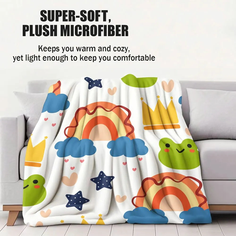 Cute Rainbow Frog Crown Pattern Multipurpose Throw Blanket