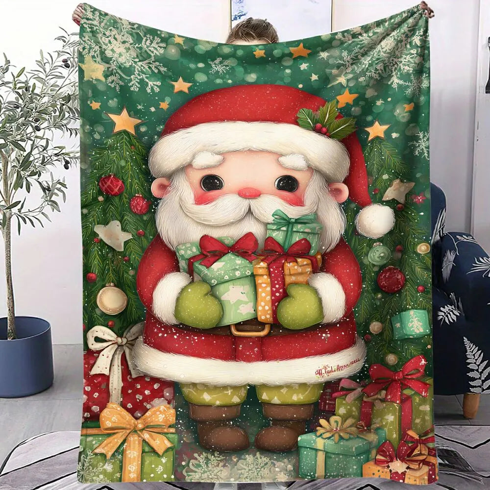 Cute Santa Gifts Green Pattern Multipurpose Throw Blanket