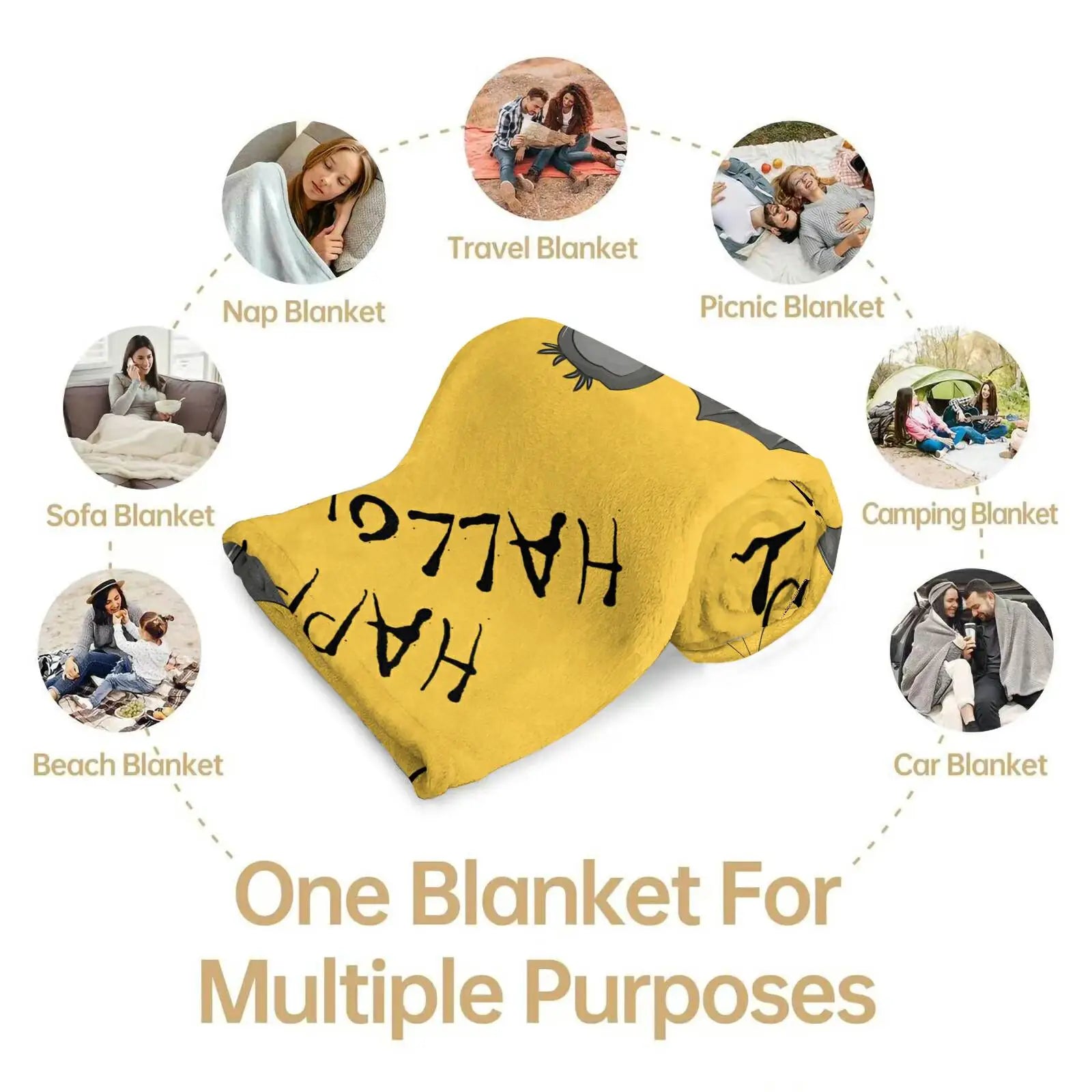 Cute Halloween Pumpkin Bat Flannel Throw Blanket