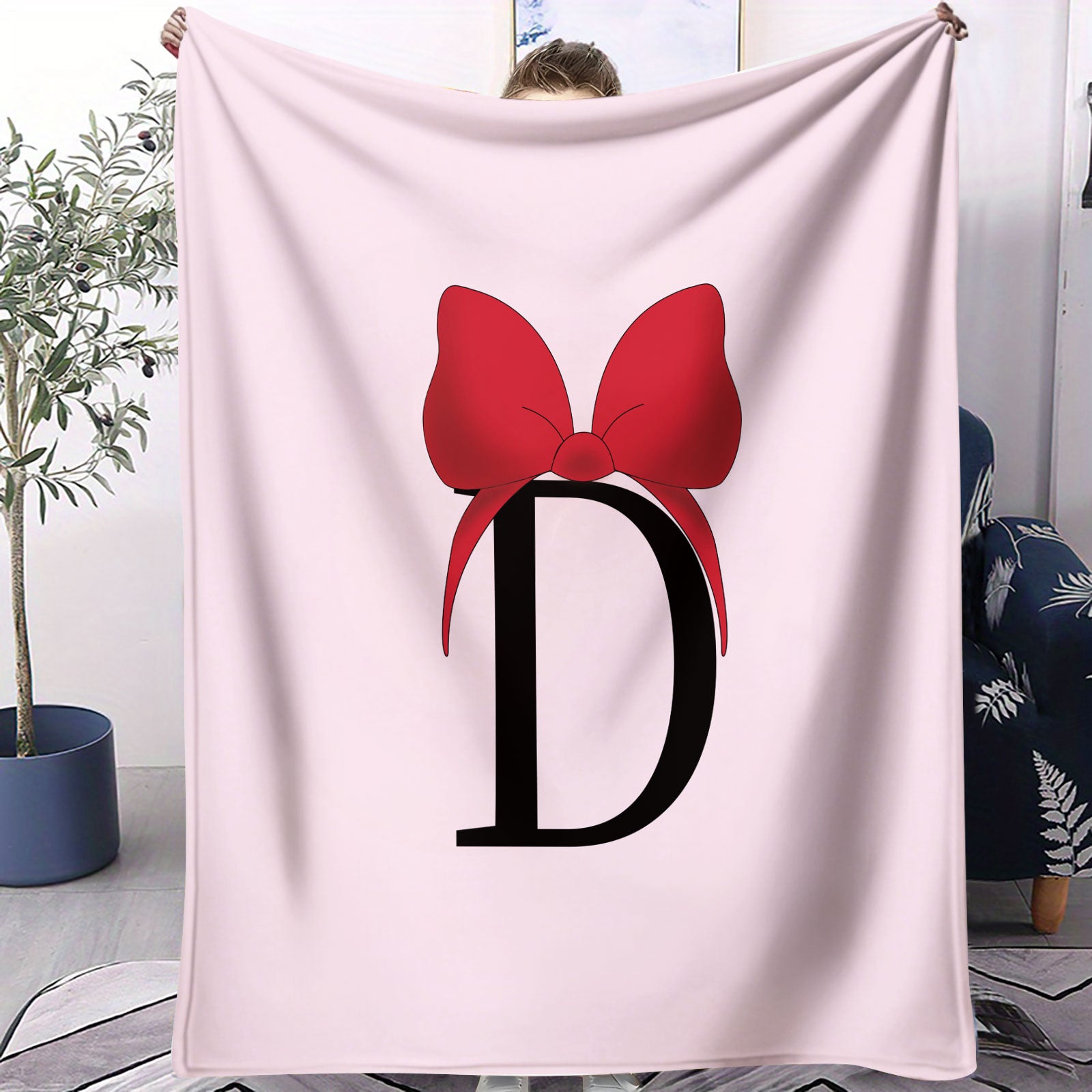 Sweet Princess Style Letter Bow Printed Flannel Blankets