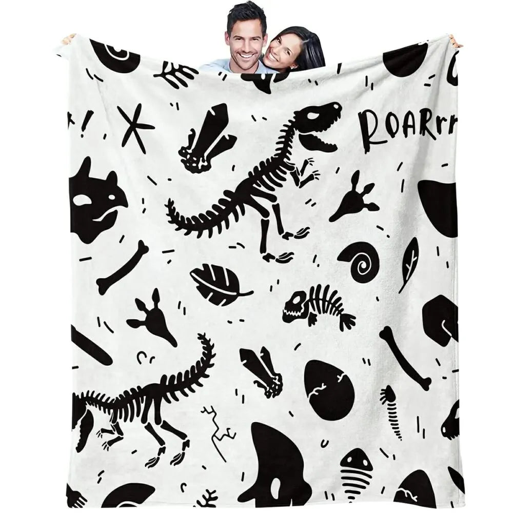 Dinosaur Skeleton Pattern Multipurpose Throw Blanket