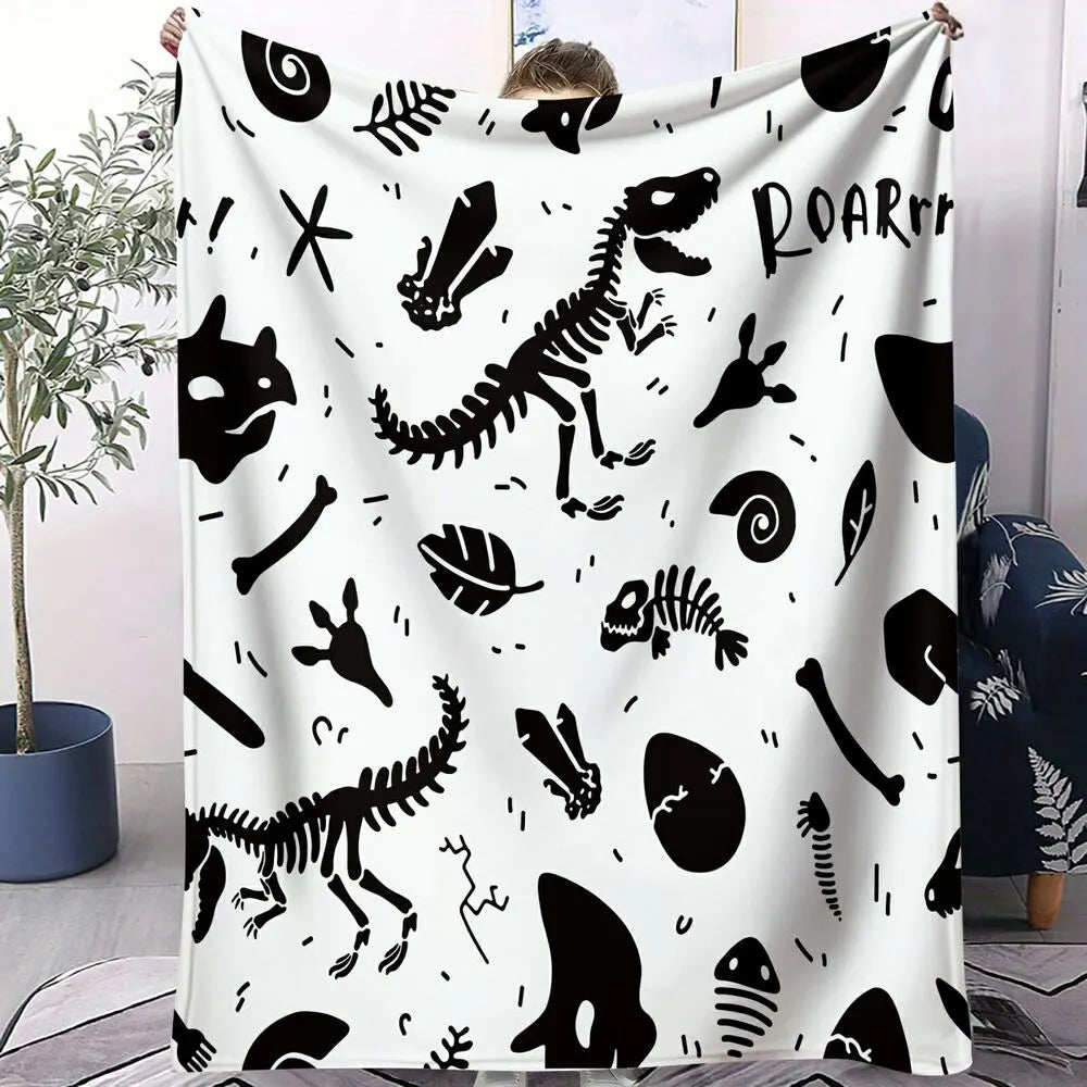 Dinosaur Skeleton Pattern Multipurpose Throw Blanket