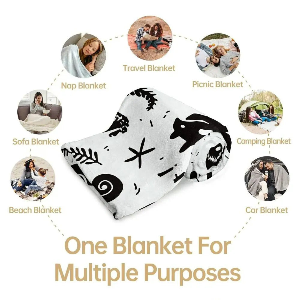 Dinosaur Skeleton Pattern Multipurpose Throw Blanket