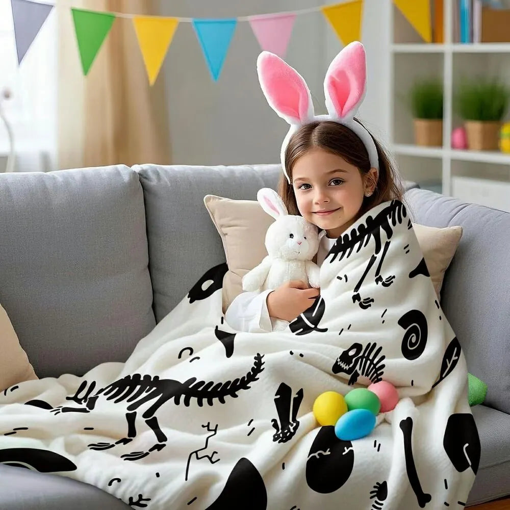 Dinosaur Skeleton Pattern Multipurpose Throw Blanket