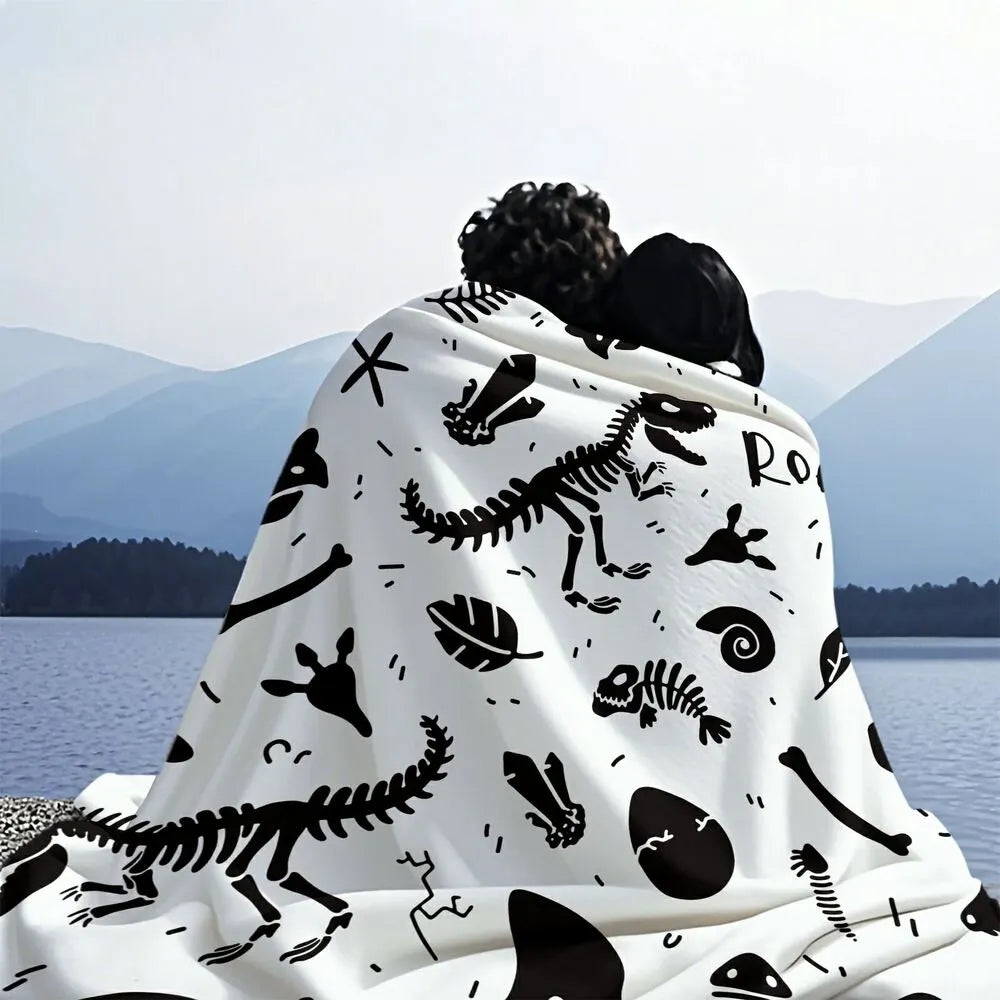 Dinosaur Skeleton Pattern Multipurpose Throw Blanket