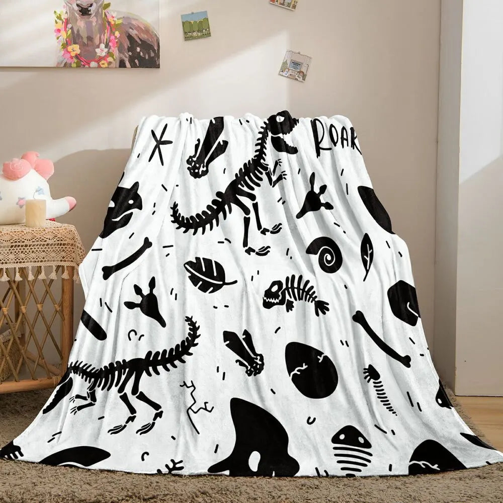 Dinosaur Skeleton Pattern Multipurpose Throw Blanket