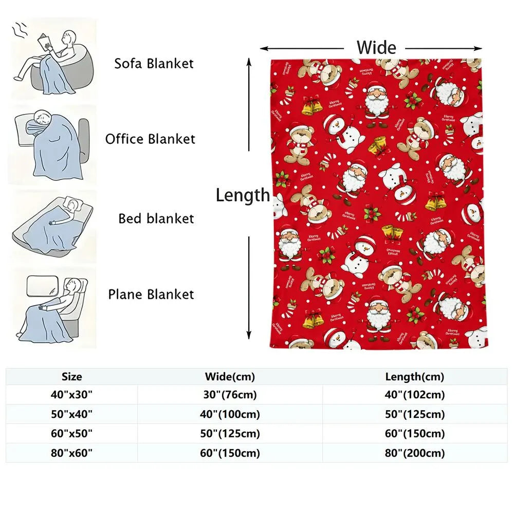 Festive Christmas Characters Red Pattern Multipurpose Throw Blanket