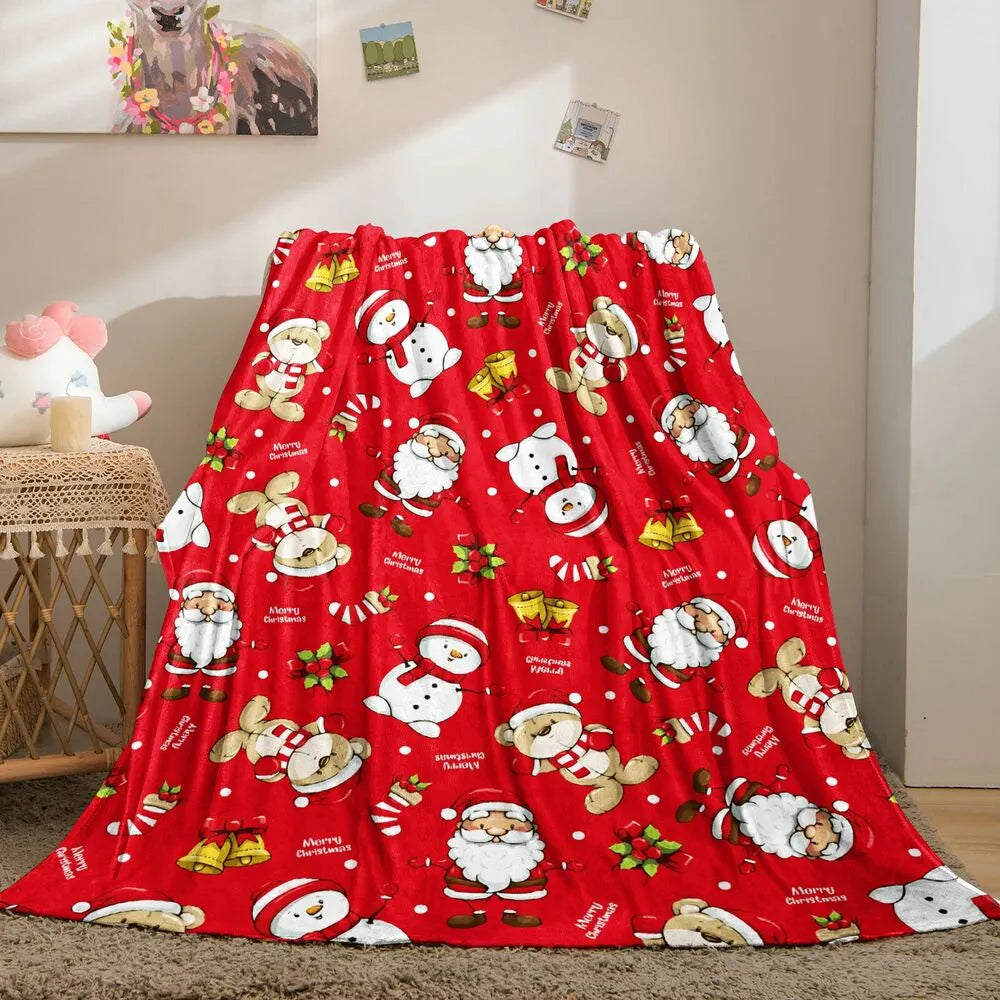 Festive Christmas Characters Red Pattern Multipurpose Throw Blanket