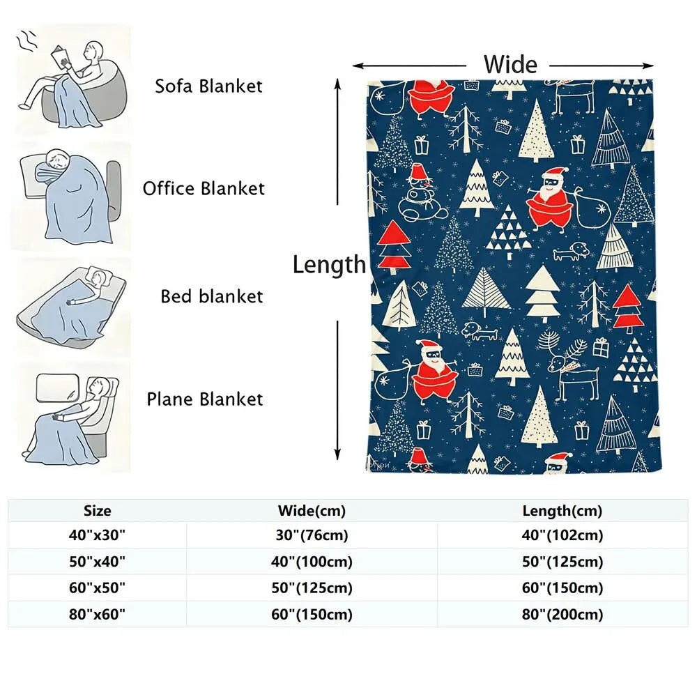 Festive Christmas Elements Navy Blue Pattern Multipurpose Throw Blanket