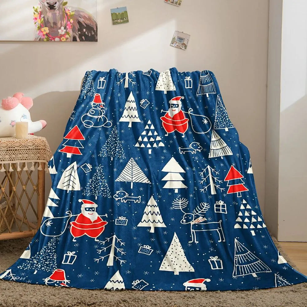 Festive Christmas Elements Navy Blue Pattern Multipurpose Throw Blanket