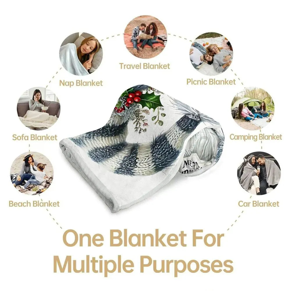 Festive Christmas Gnome Merry Christmas White Pattern Multipurpose Throw Blanket