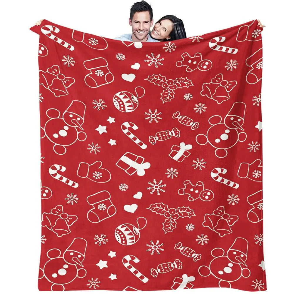 Festive Christmas Icons Red Pattern Multipurpose Throw Blanket