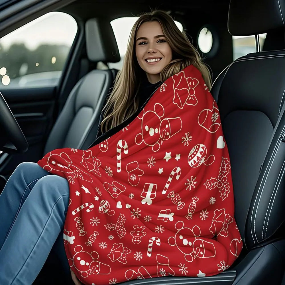 Festive Christmas Icons Red Pattern Multipurpose Throw Blanket