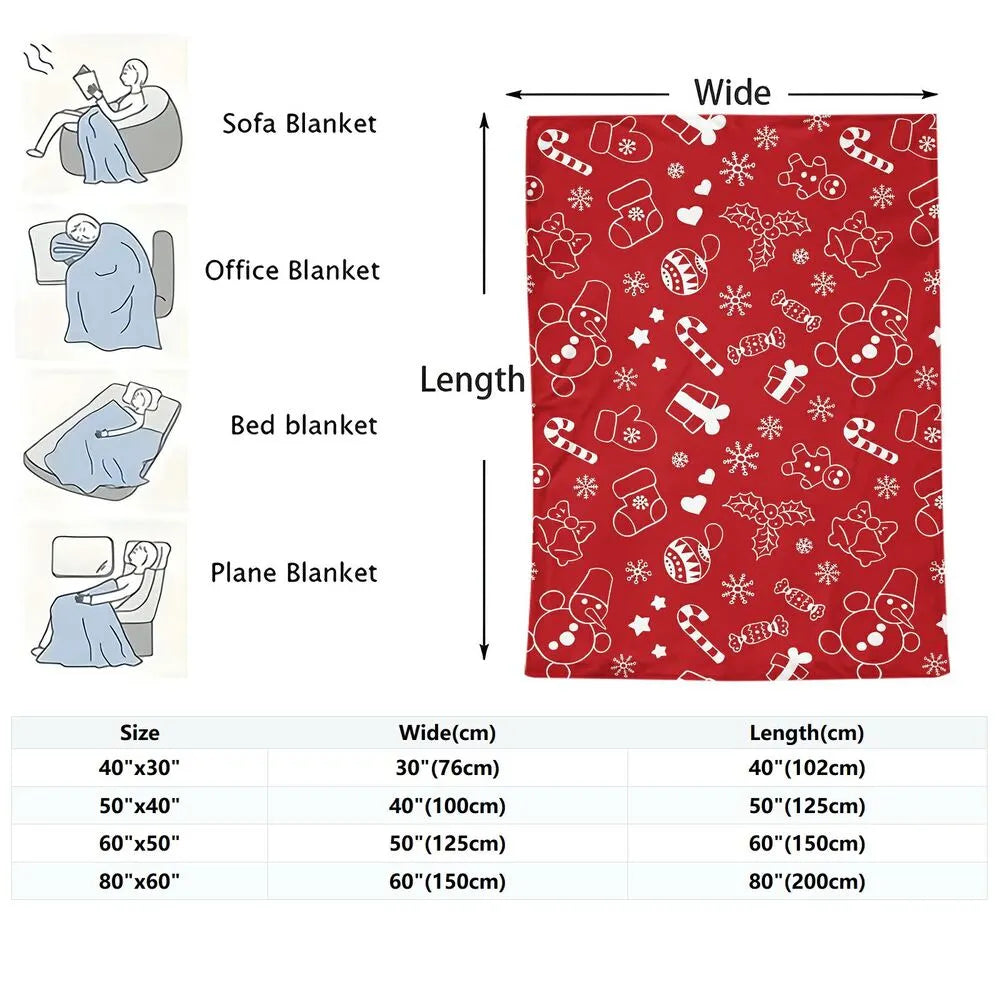 Festive Christmas Icons Red Pattern Multipurpose Throw Blanket
