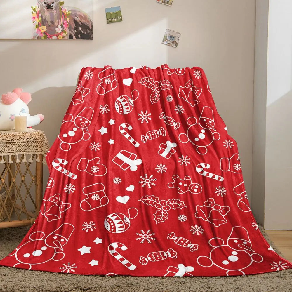 Festive Christmas Icons Red Pattern Multipurpose Throw Blanket