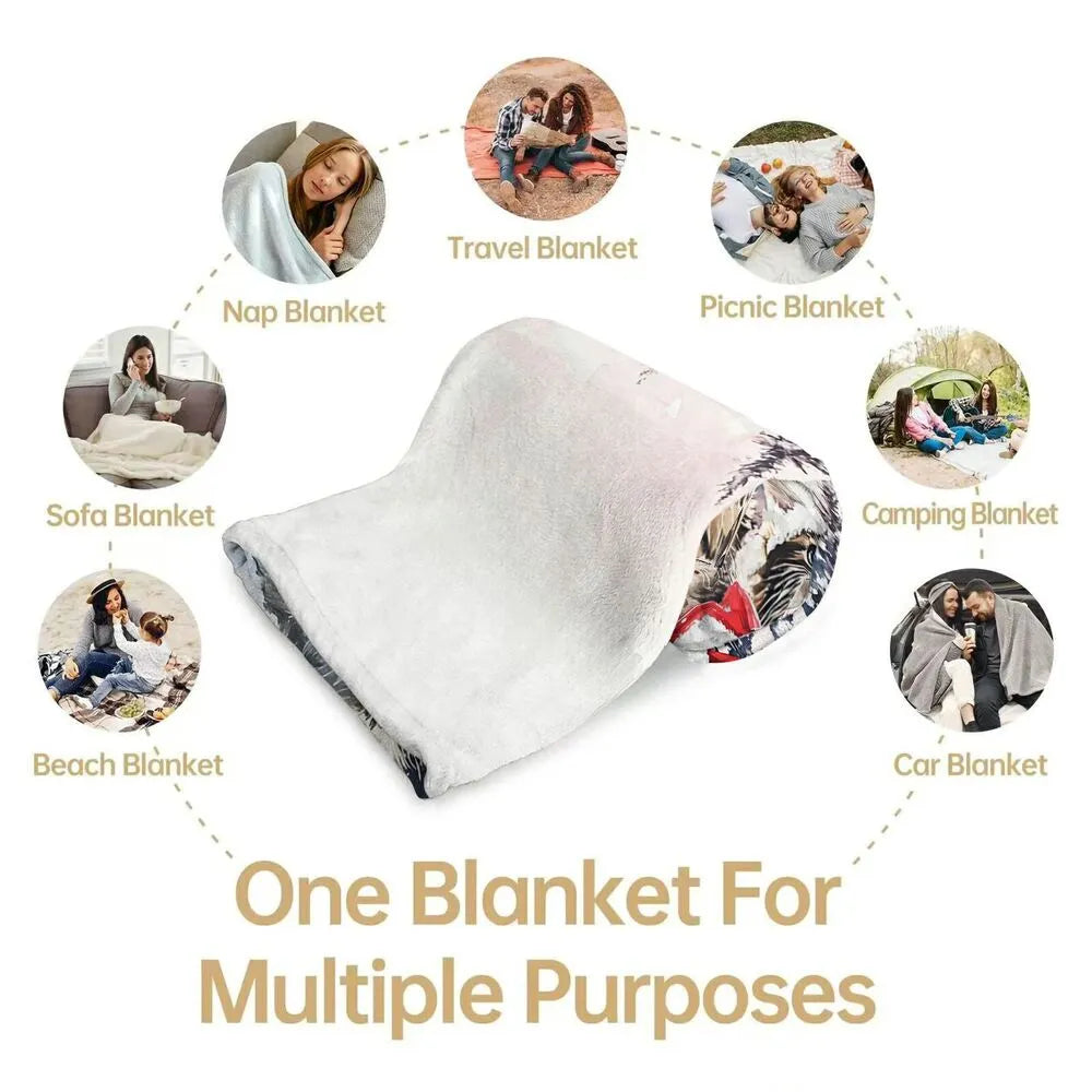 Festive Christmas Kittens Santa Hat Snowy Scene Multipurpose Throw Blanket