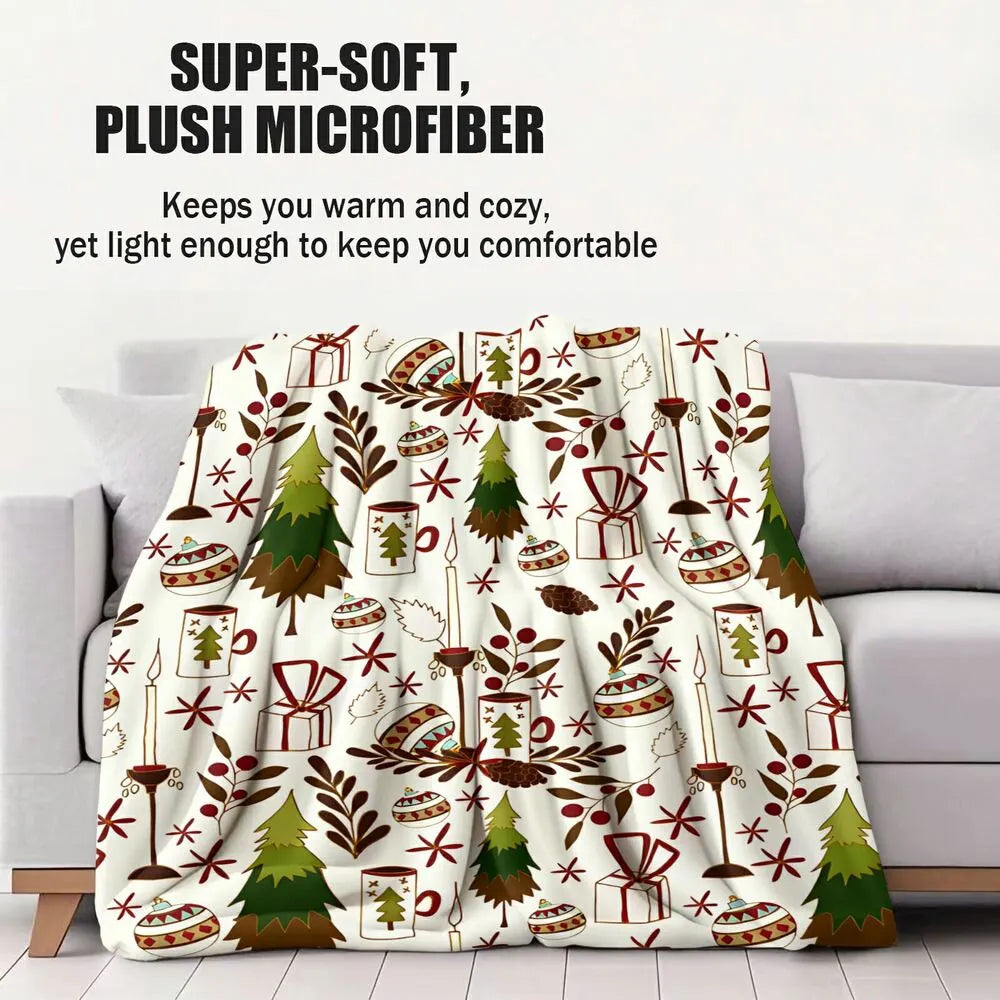 Festive Christmas Pattern Multipurpose Throw Blanket