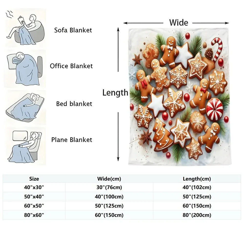 Festive Gingerbread Christmas Cookies Collage White Pattern Multipurpose Throw Blanket