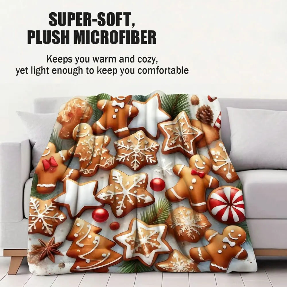 Festive Gingerbread Christmas Cookies Collage White Pattern Multipurpose Throw Blanket