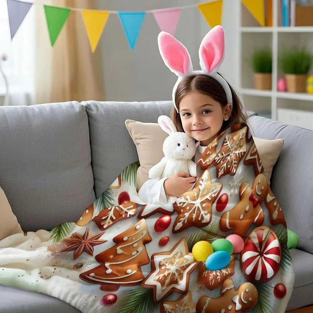 Festive Gingerbread Christmas Cookies Collage White Pattern Multipurpose Throw Blanket