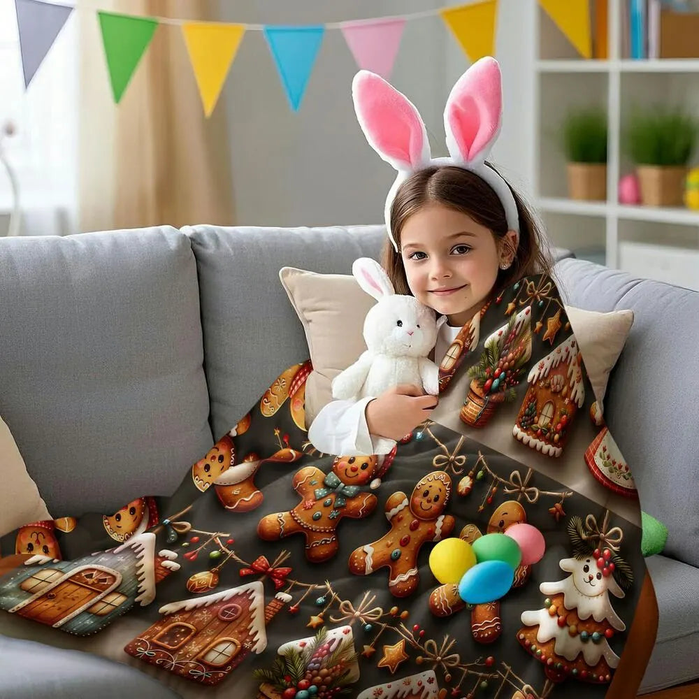 Festive Gingerbread Christmas Icons Collage Dark Brown Pattern Multipurpose Throw Blanket