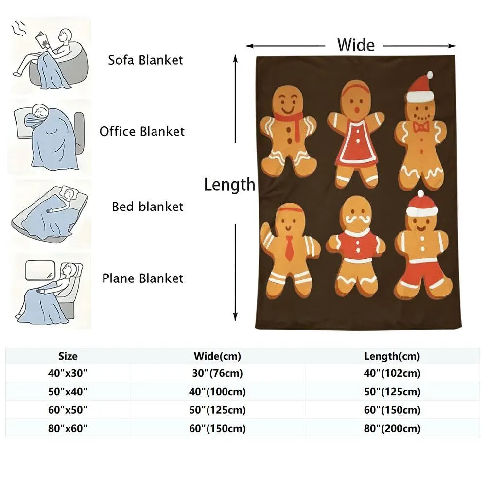 Festive Gingerbread Family Brown Pattern Multipurpose Throw Blanket