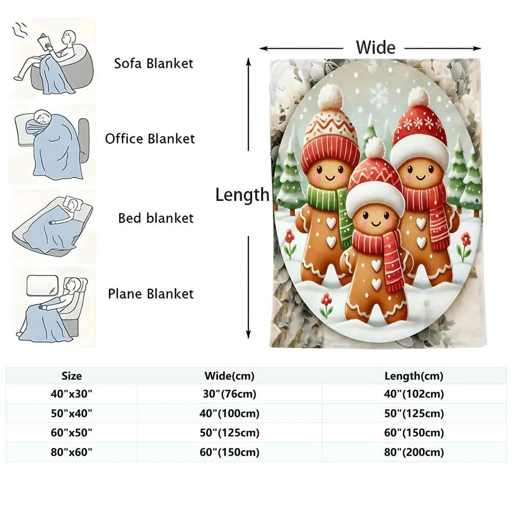 Festive Gingerbread Family White Pattern Multipurpose Throw Blanket