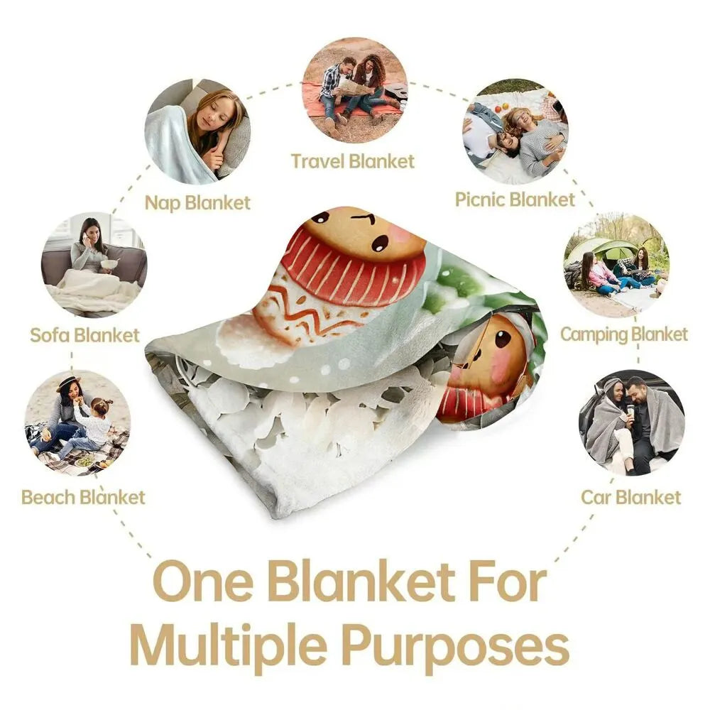 Festive Gingerbread Family White Pattern Multipurpose Throw Blanket