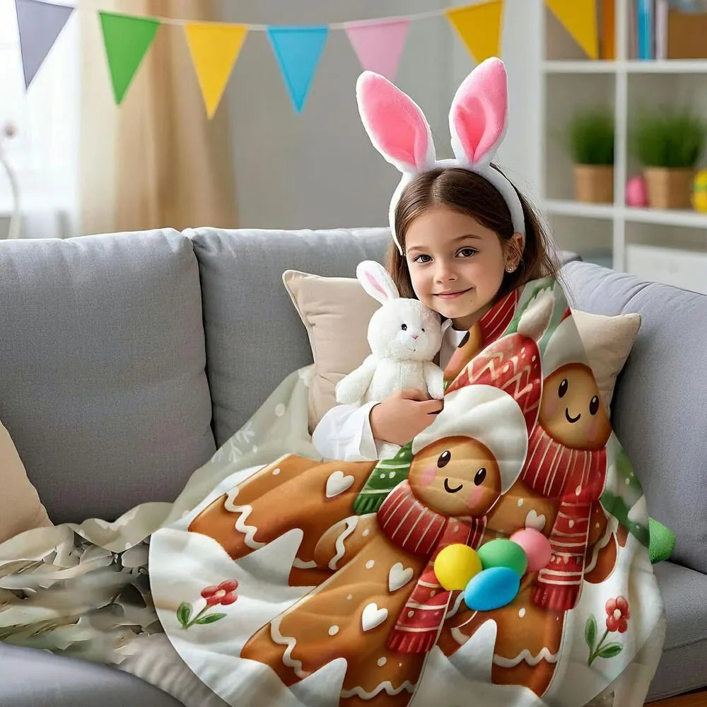 Festive Gingerbread Family White Pattern Multipurpose Throw Blanket